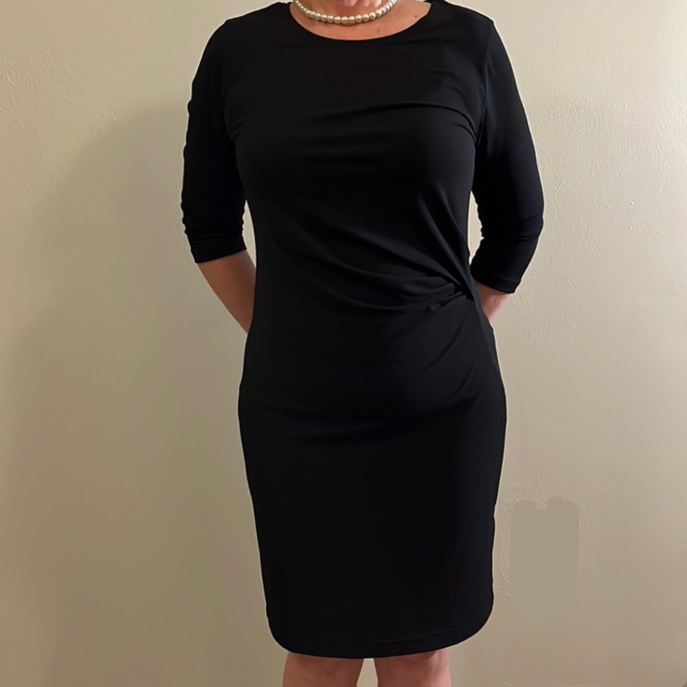 Banana Republic black dress, size medium, side ruched